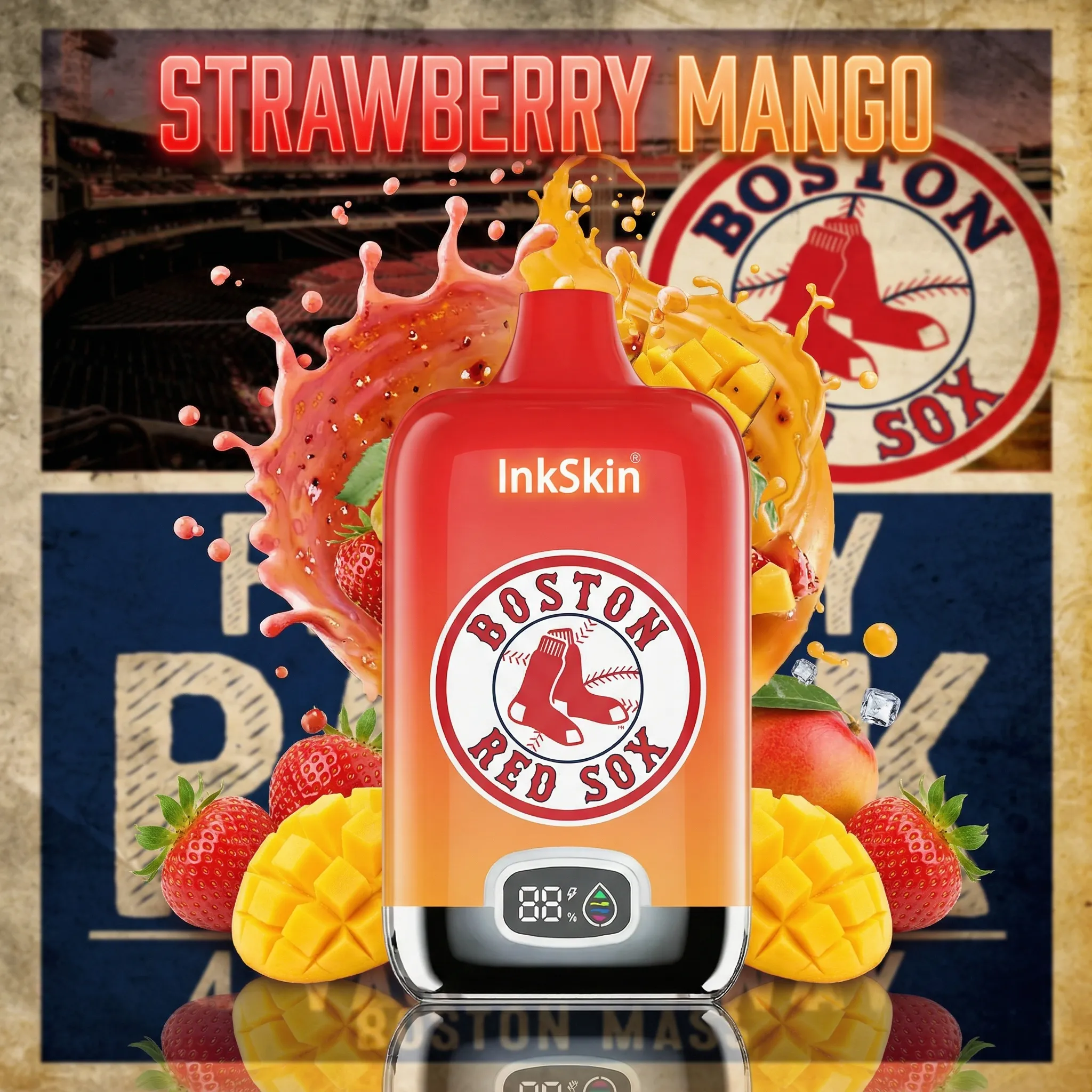 Boston Red Sox - ⭐InkSkin Digital Box 12000 Puffs - 10+ Flavour Choices 🍇🍉🍋