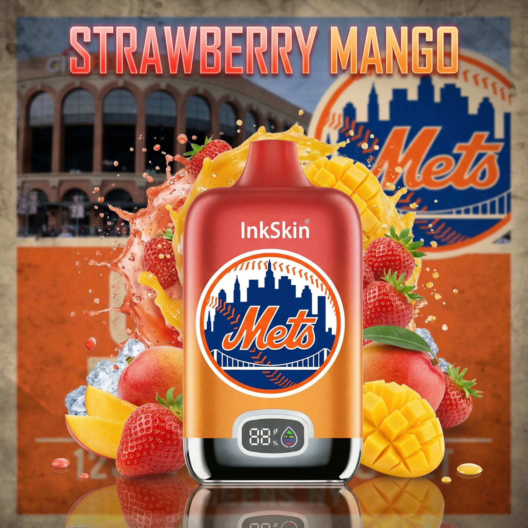 New York Mets - ⭐InkSkin Digital Box 12000 Puffs - 10+ Flavour Choices 🍇🍉🍋