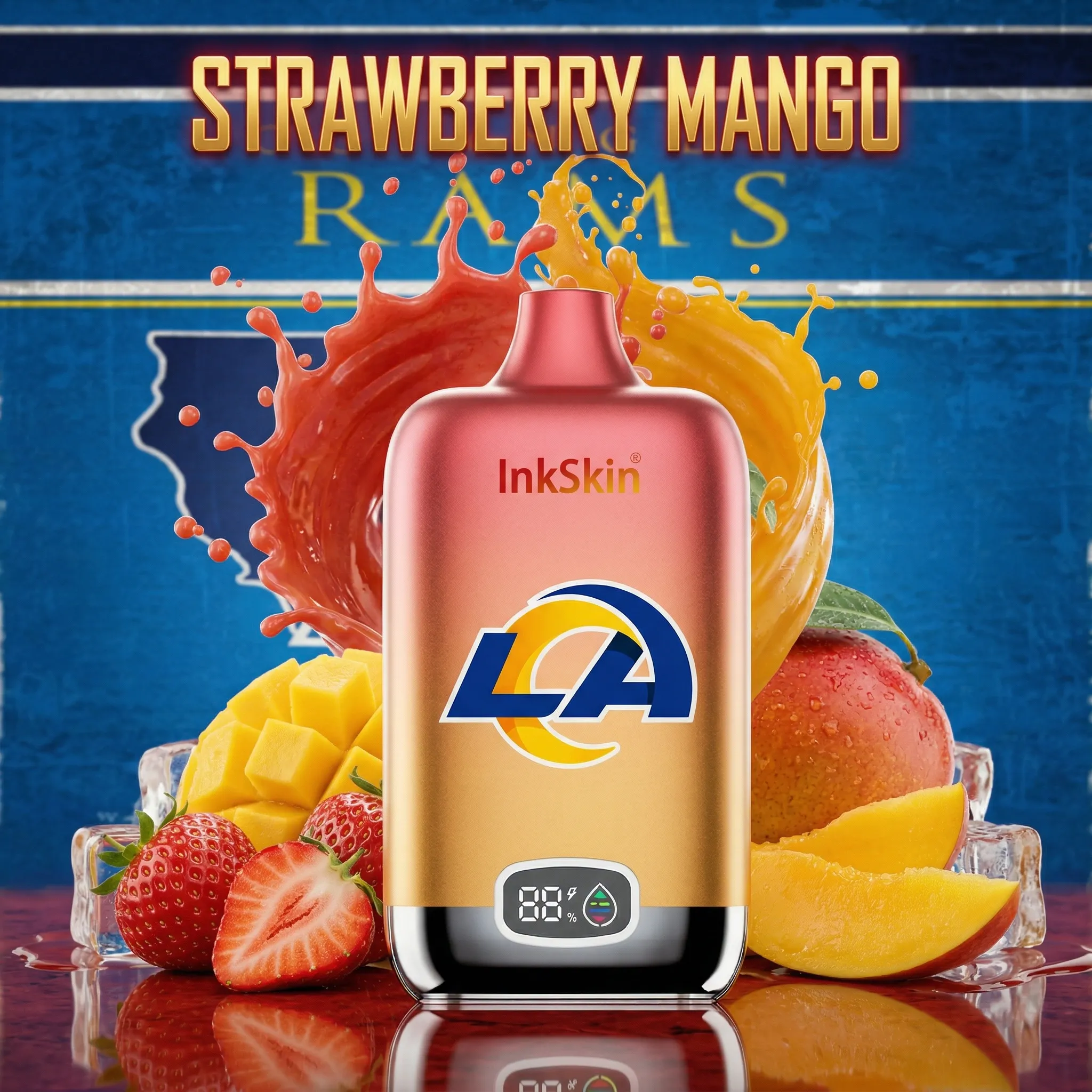 Los Angeles Rams - ⭐InkSkin Digital Box 12000 Puffs - 10+ Flavour Choices 🍇🍉🍋