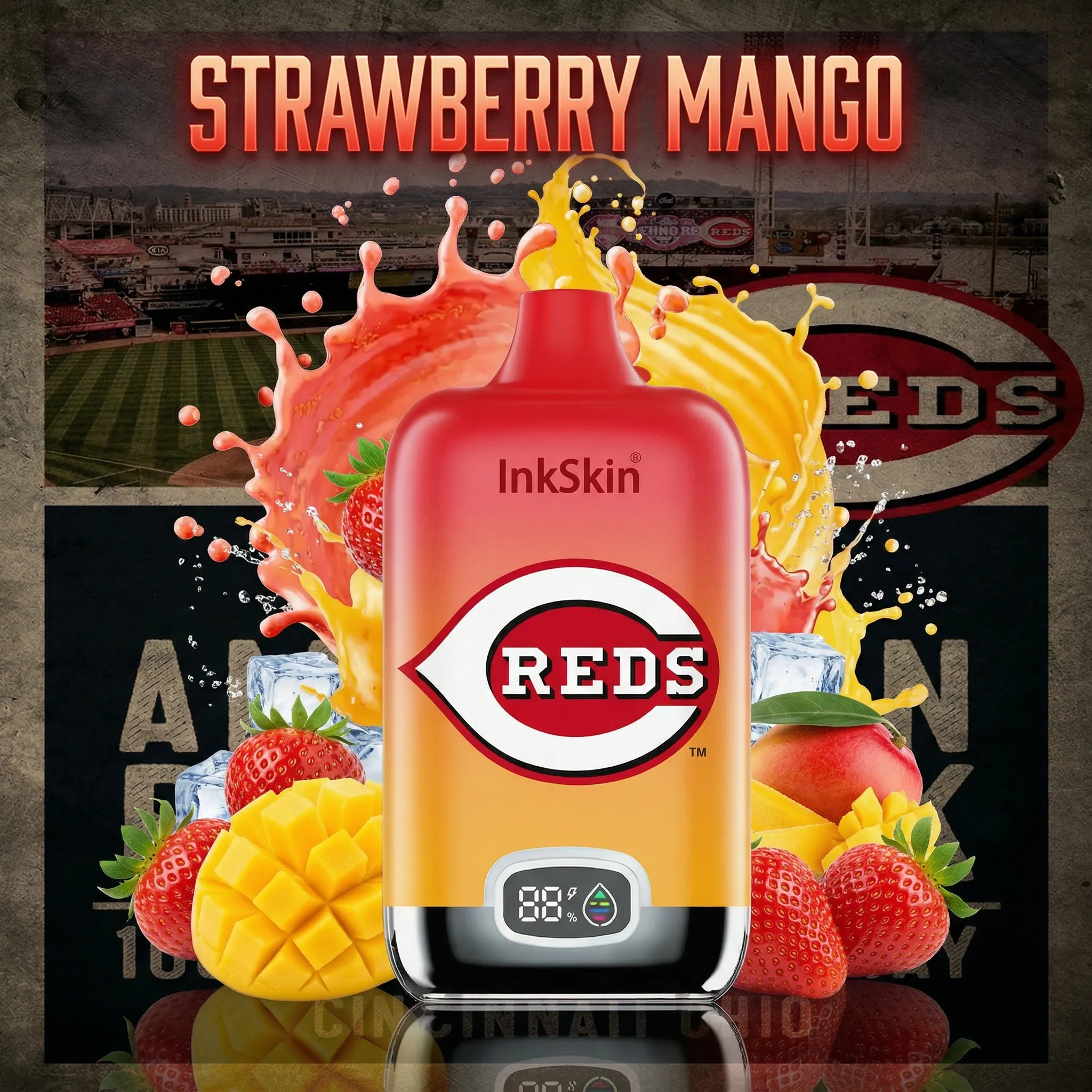 Cincinnati Reds - ⭐InkSkin Digital Box 12000 Puffs - 10+ Flavour Choices 🍇🍉🍋