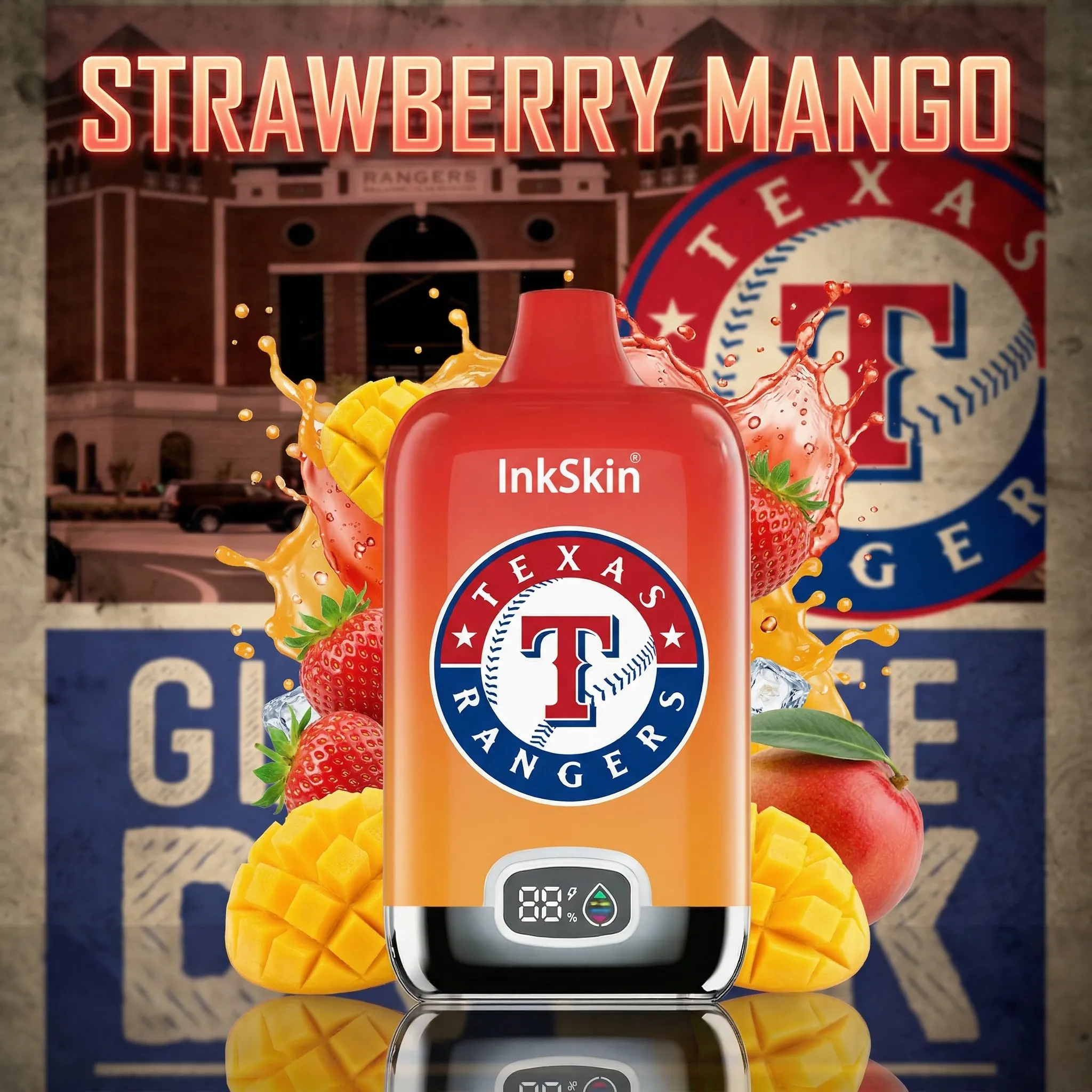 Texas Rangers - ⭐InkSkin Digital Box 12000 Puffs - 10+ Flavour Choices 🍇🍉🍋