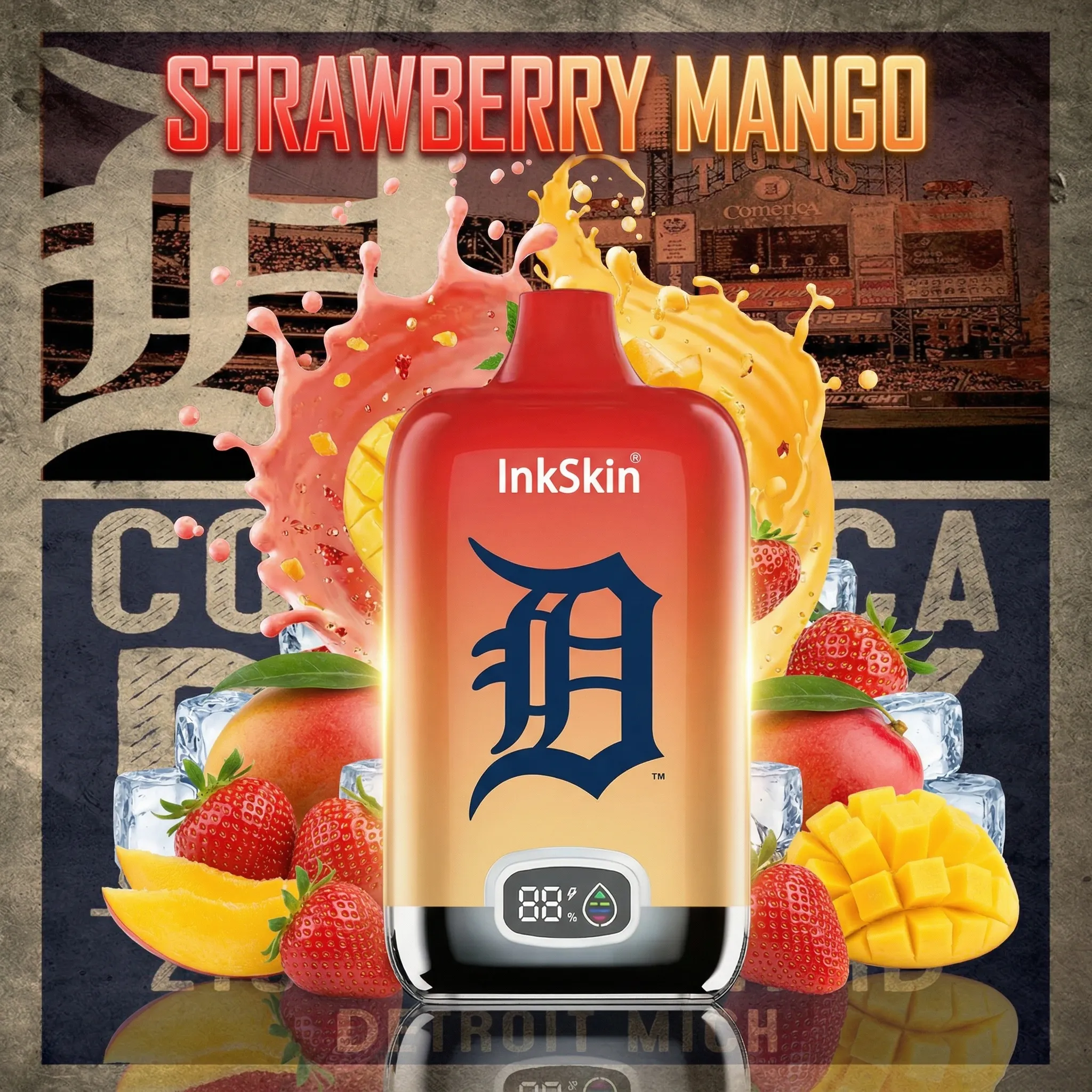 Detroit Tigers - ⭐InkSkin Digital Box 12000 Puffs - 10+ Flavour Choices 🍇🍉🍋