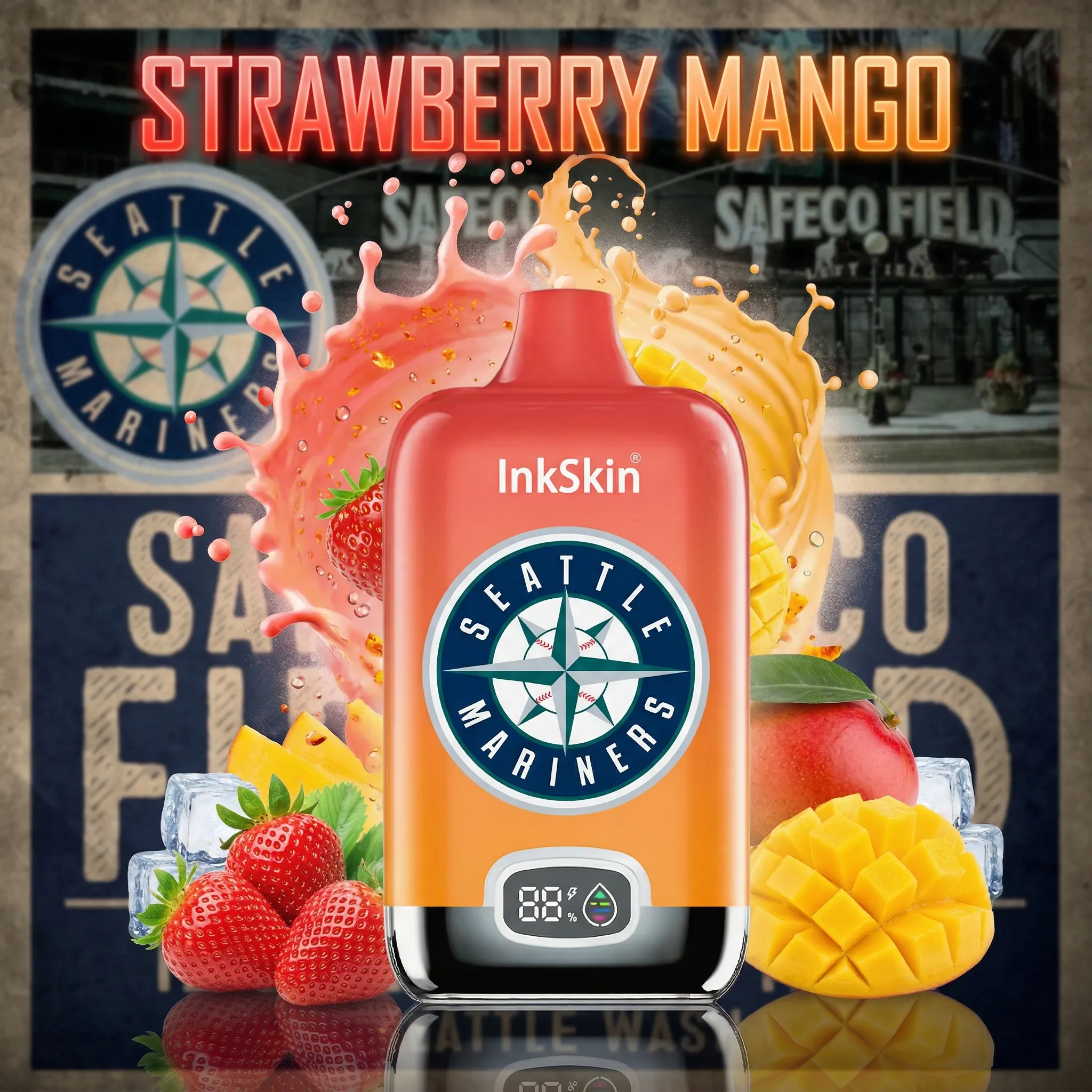Seattle Mariners - ⭐InkSkin Digital Box 12000 Puffs - 10+ Flavour Choices 🍇🍉🍋