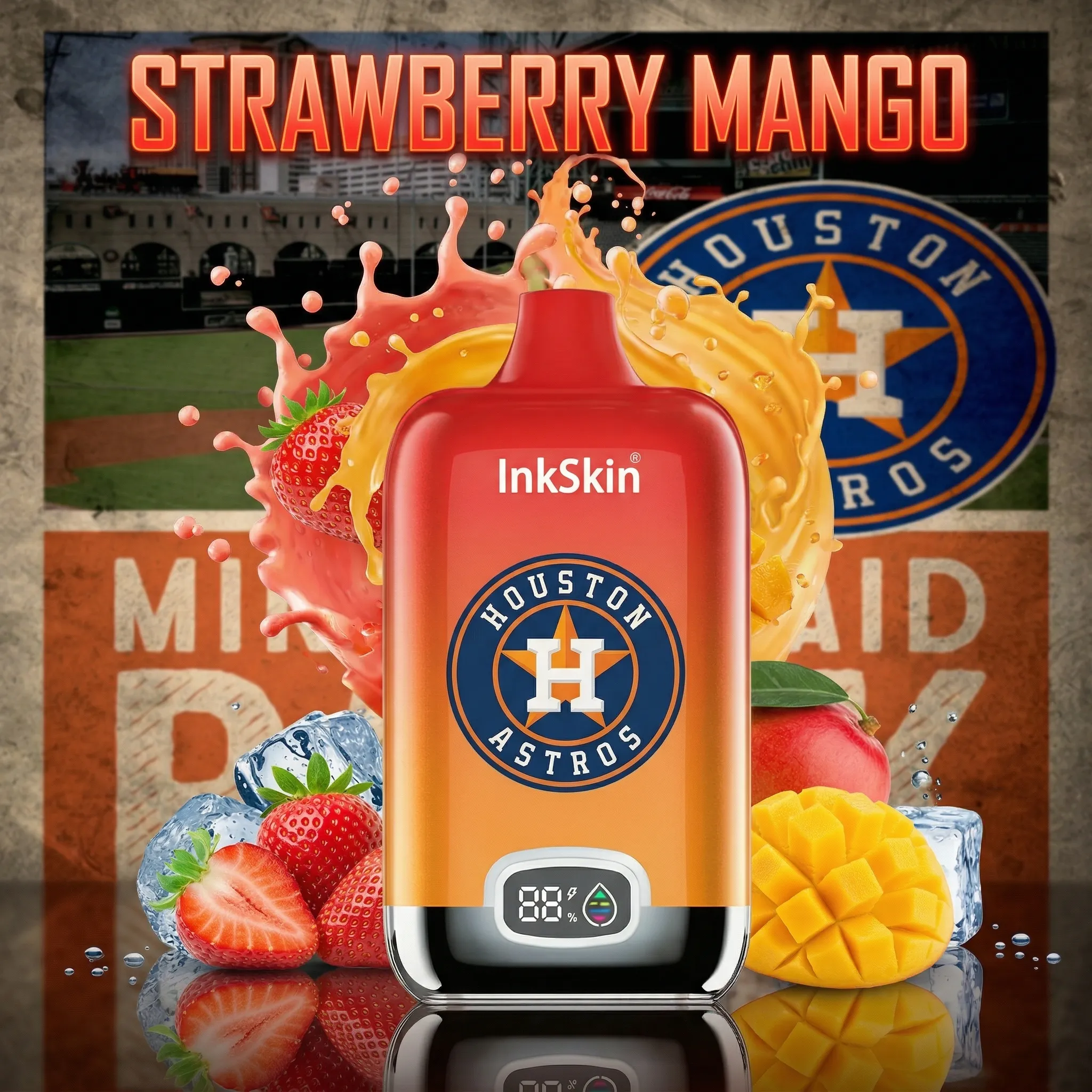 Houston Astros - ⭐InkSkin Digital Box 12000 Puffs - 10+ Flavour Choices 🍇🍉🍋